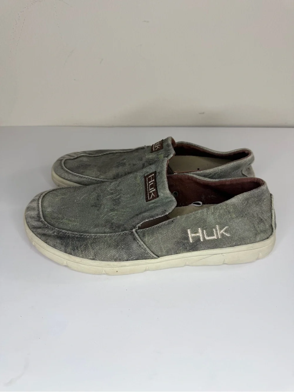 HUK Performance Brewster Slip-on Deck Shoes Fishing Grey Mens Size 44 US 10